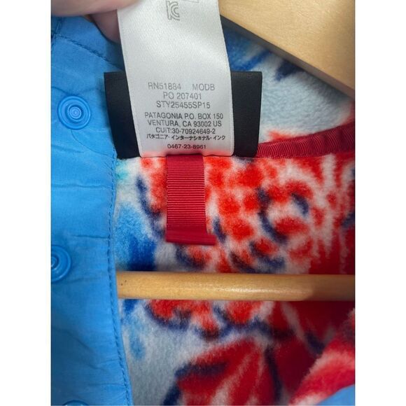Ladies Patagonia Synchilla Snap-T Fleece Pullover XS Floral blue/red - Picture 6 of 8